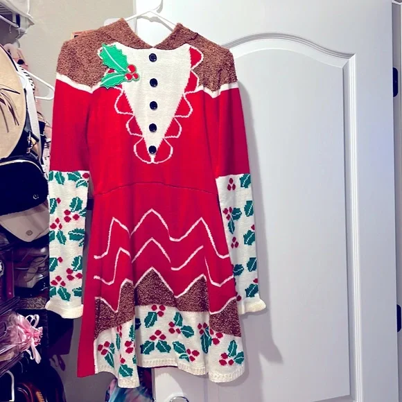 white christmas dresses Born Famous Women's Gingerbread Apron Ugly Christmas Sweater Dress –  Biggybargains main image 0